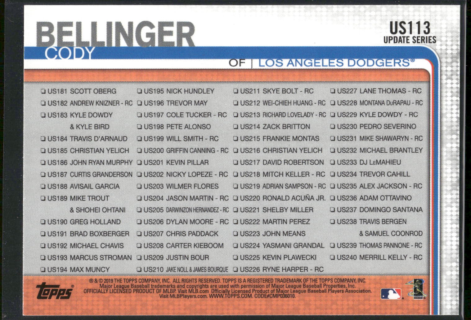 2019 Topps Update #US113 Record-Breaking Month