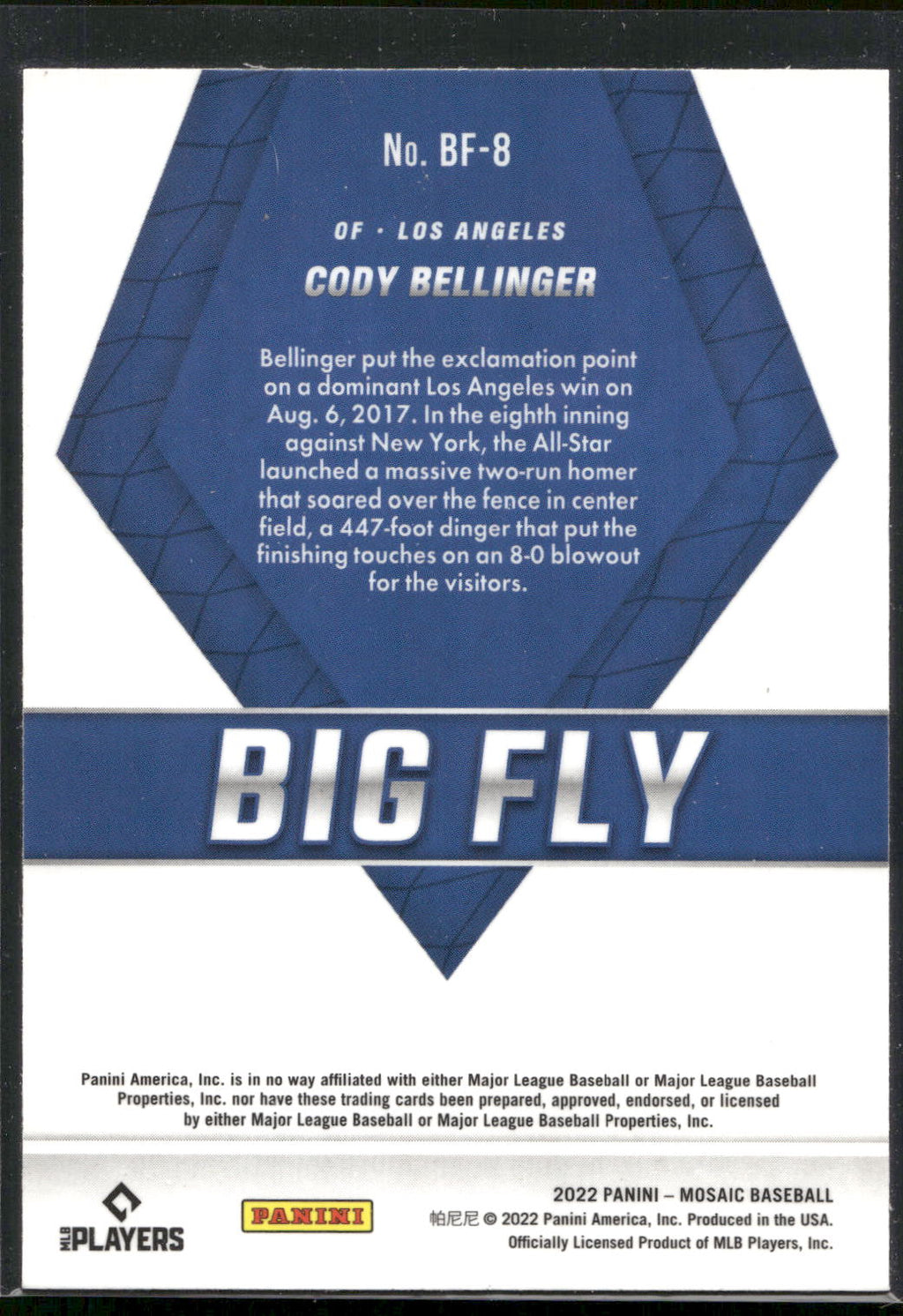 2022 Panini Mosaic #BF-8 Cody Bellinger Big Fly