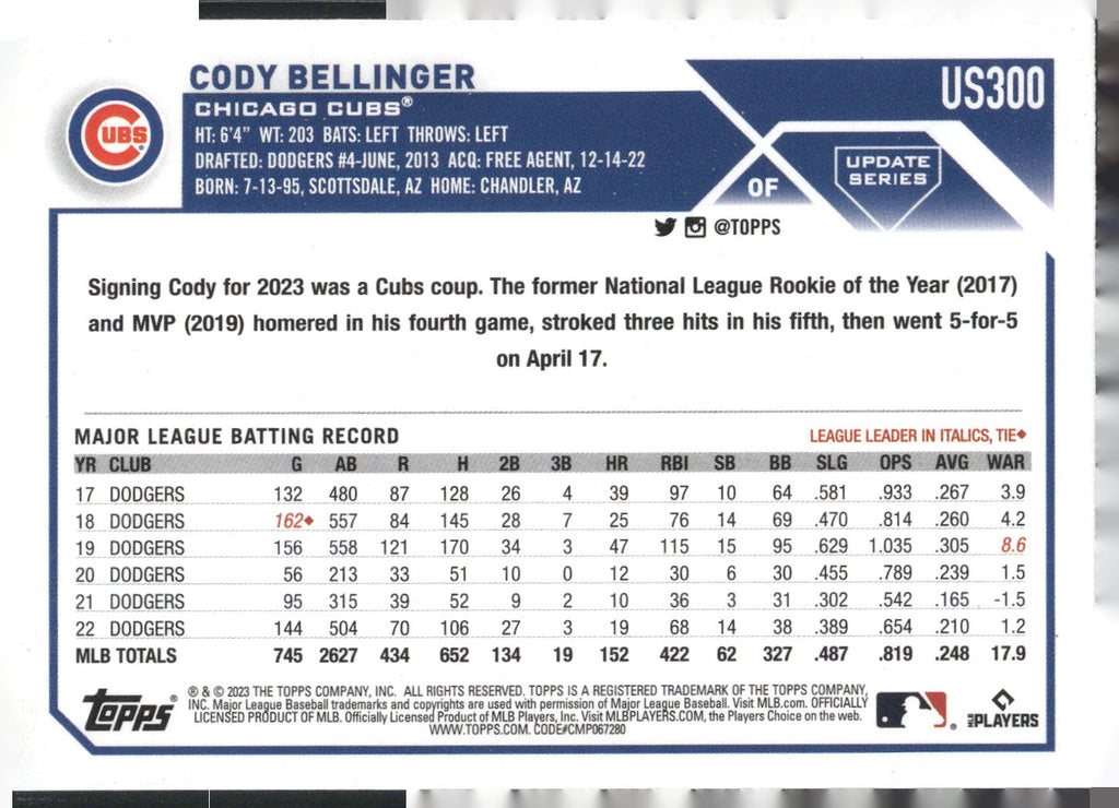 2023 Topps Update #US300 Cody Bellinger