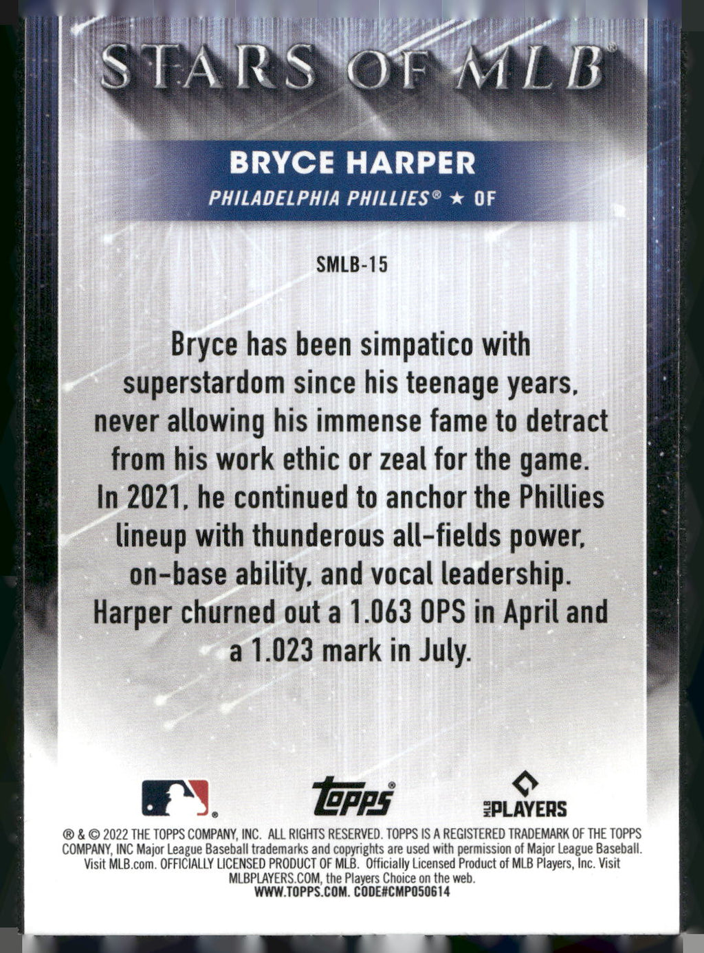 2022 Topps #SMLB-15 Bryce Harper Stars of MLB