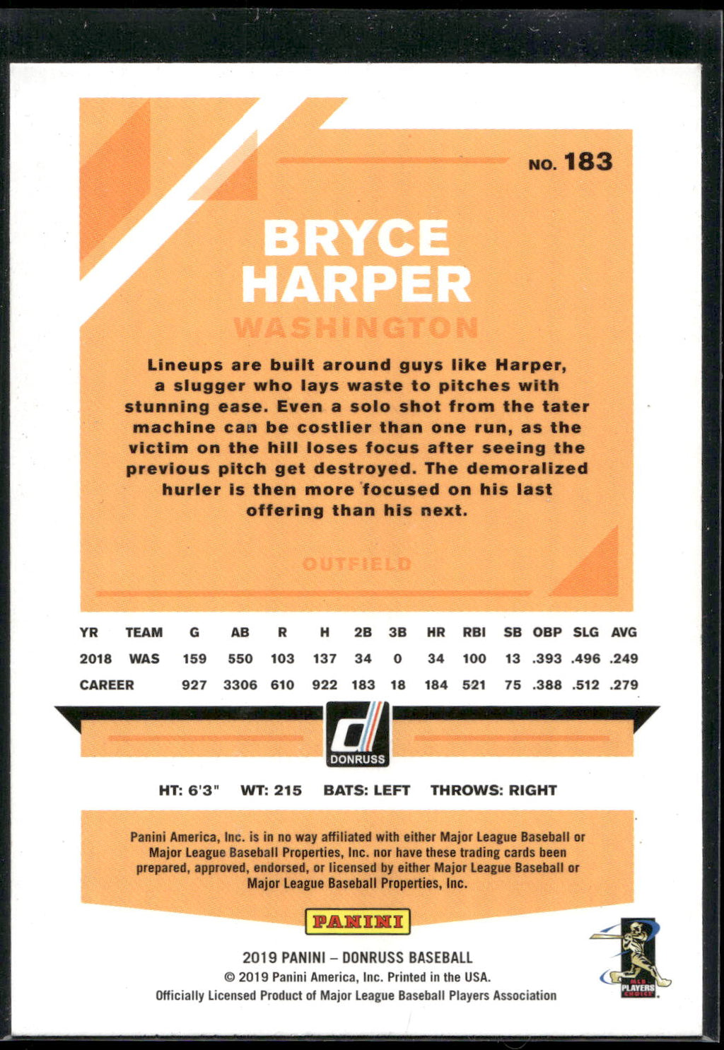 2019 Donruss #183 Bryce Harper