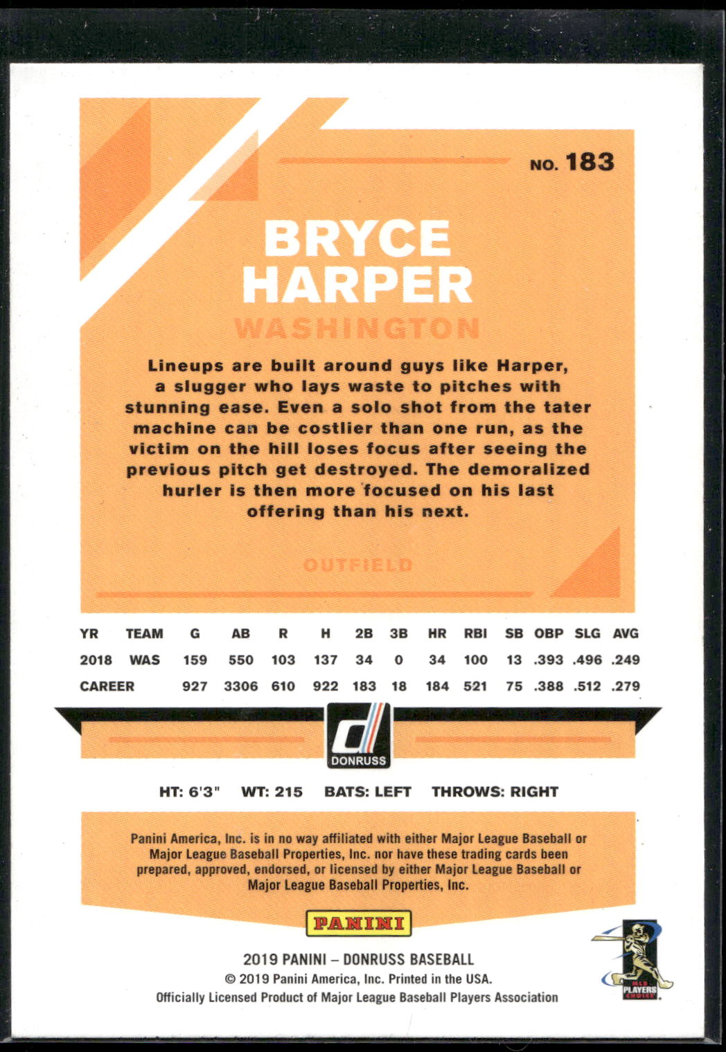 2019 Donruss #183 Bryce Harper