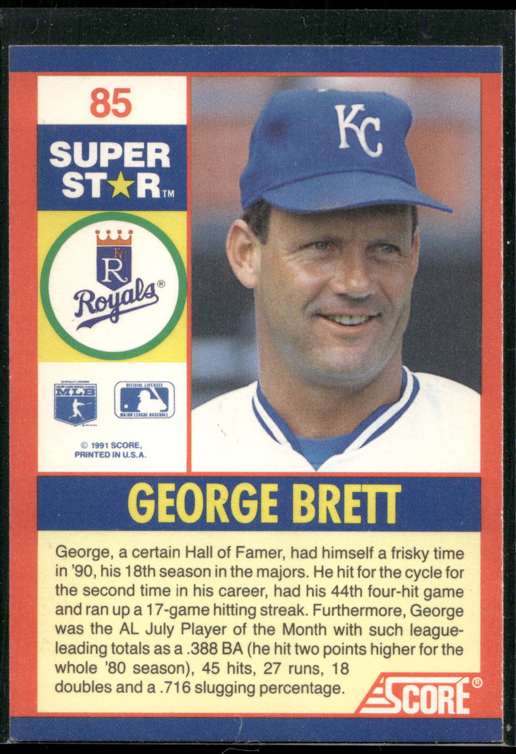 1991 Score 100 Superstars #85 George Brett