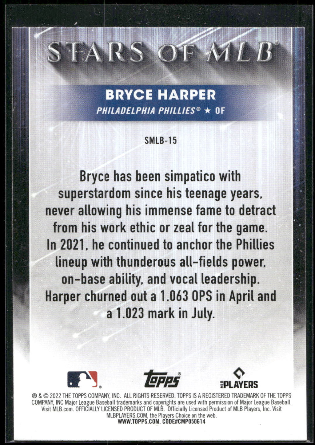 2022 Topps #SMLB-15 Bryce Harper Stars of MLB