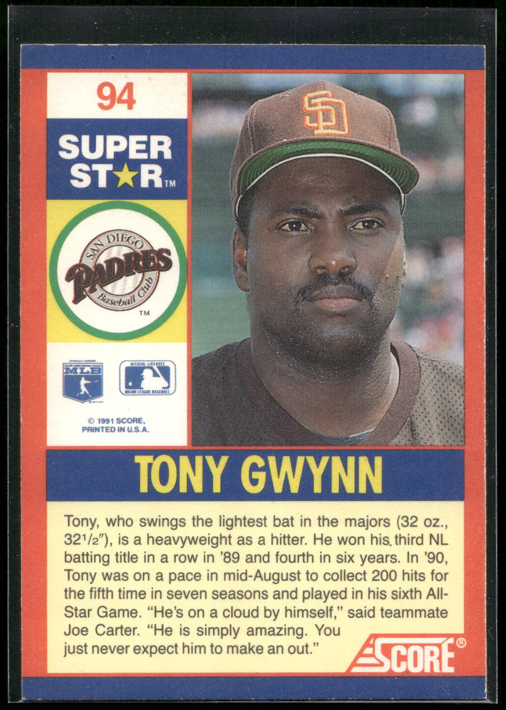 1991 Score 100 Superstars #94 Tony Gwynn