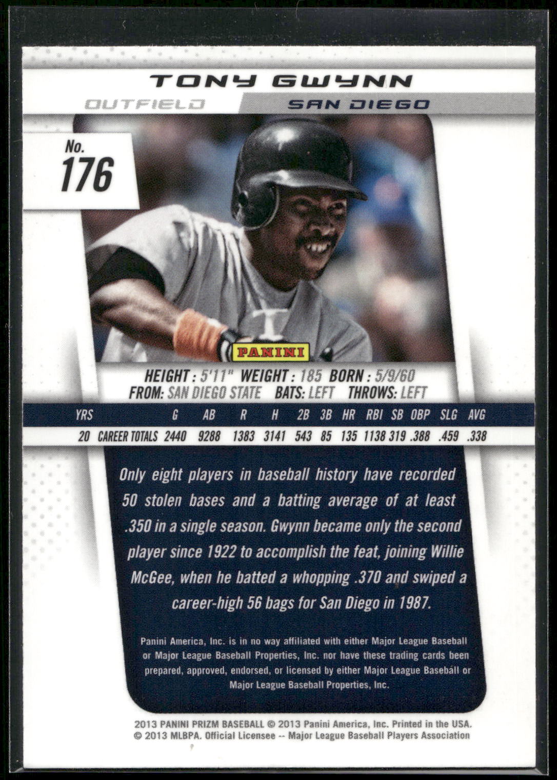 2013 Panini Prizm #176 Tony Gwynn