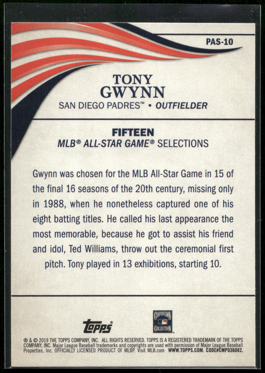 2019 Topps Update #PAS-10 Tony Gwynn Perennial All-Stars