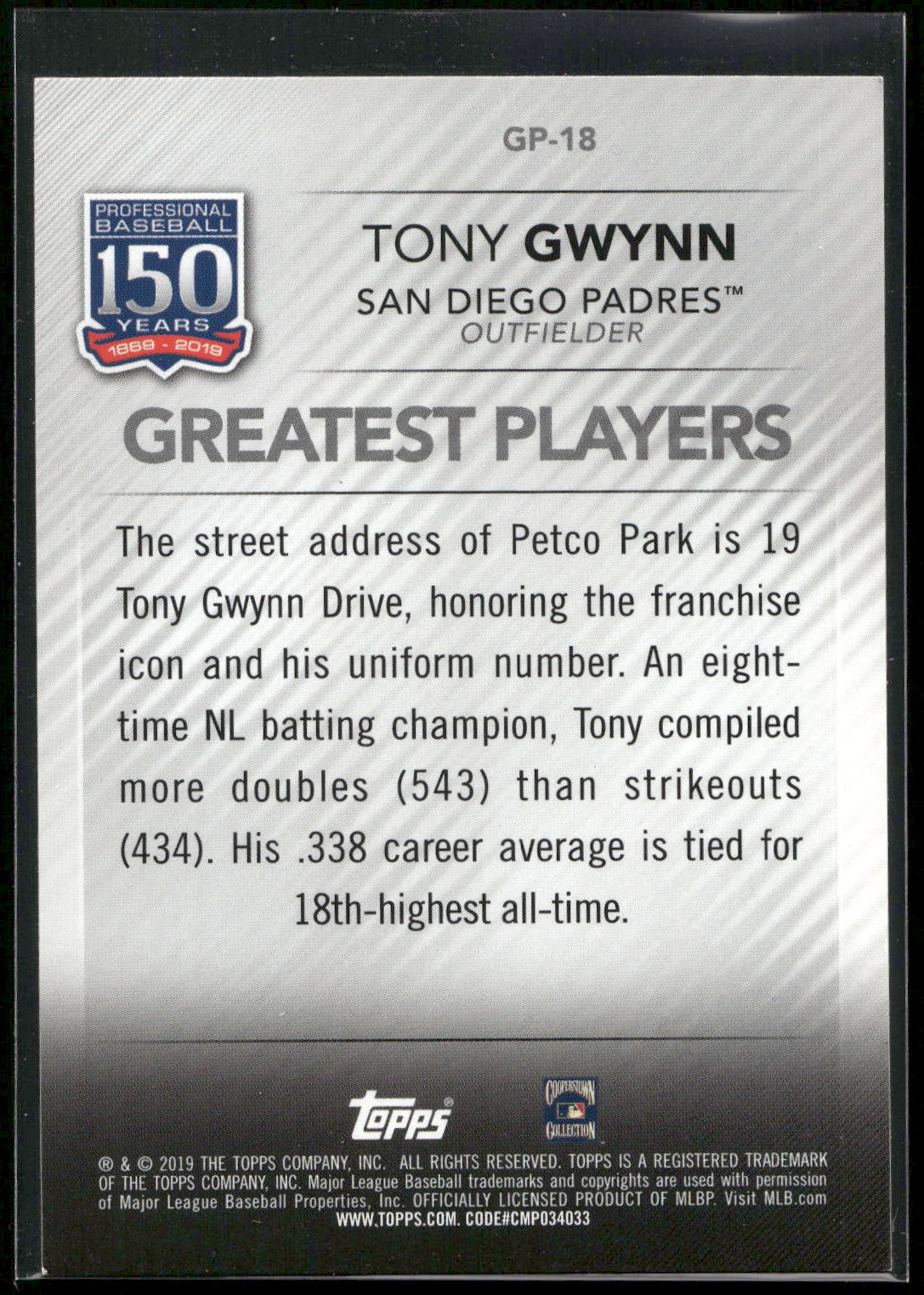 2019 Topps Chrome Update #150C-24 Tony Gwynn 150 Years of Professional Baseball