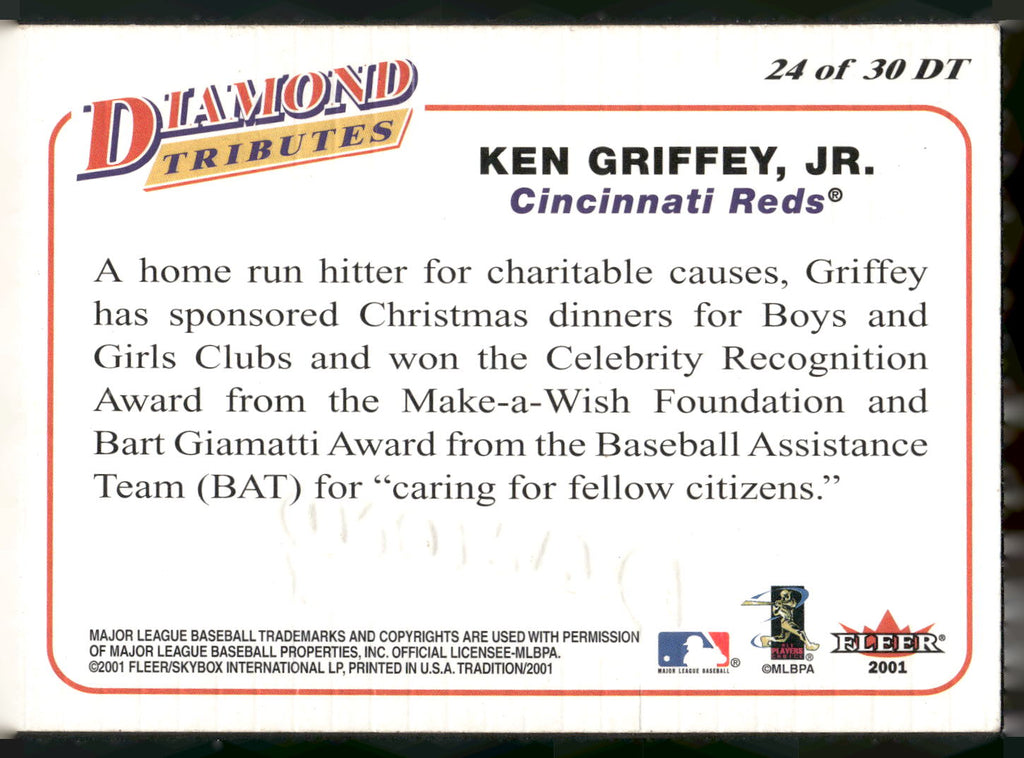 2001 Fleer Tradition #24 DT Ken Griffey, Jr. Diamond Tributes