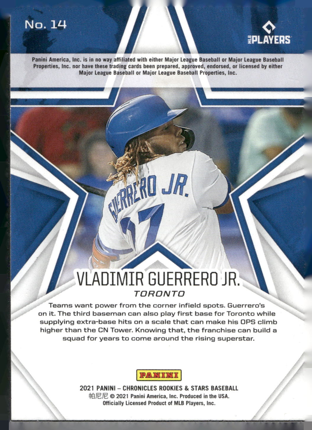 2021 Panini Chronicles #14 Vladimir Guerrero Jr. Rookies & Stars