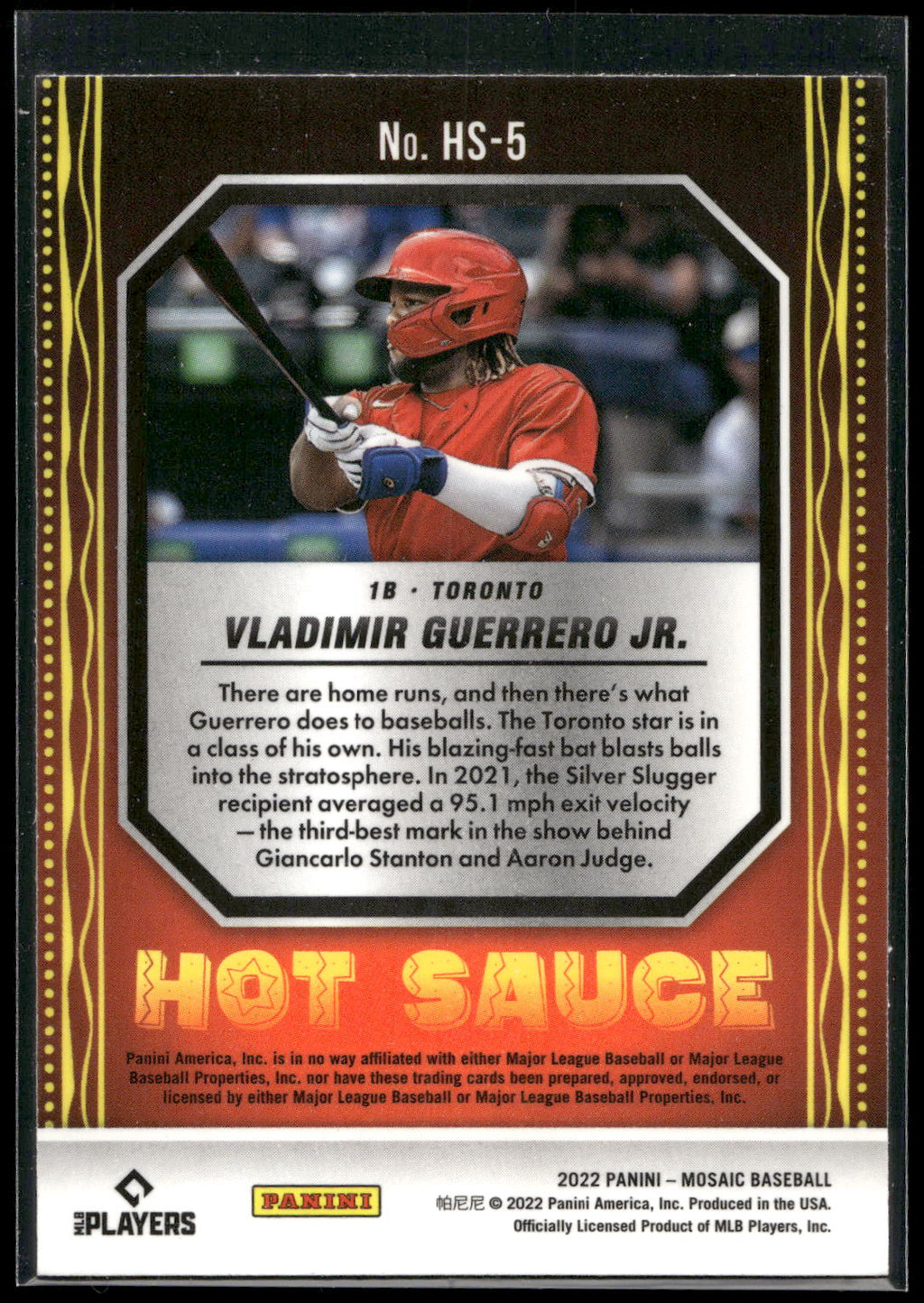 2022 Panini Mosaic #HS-5 Vladimir Guerrero Jr. Hot Sauce