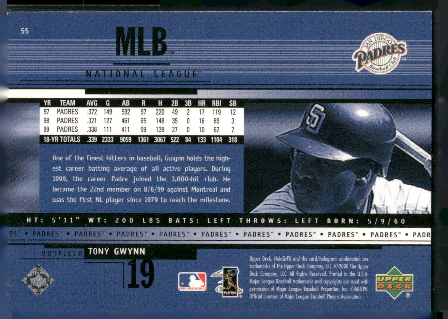 2000 Upper Deck HoloGrFX #55 Tony Gwynn
