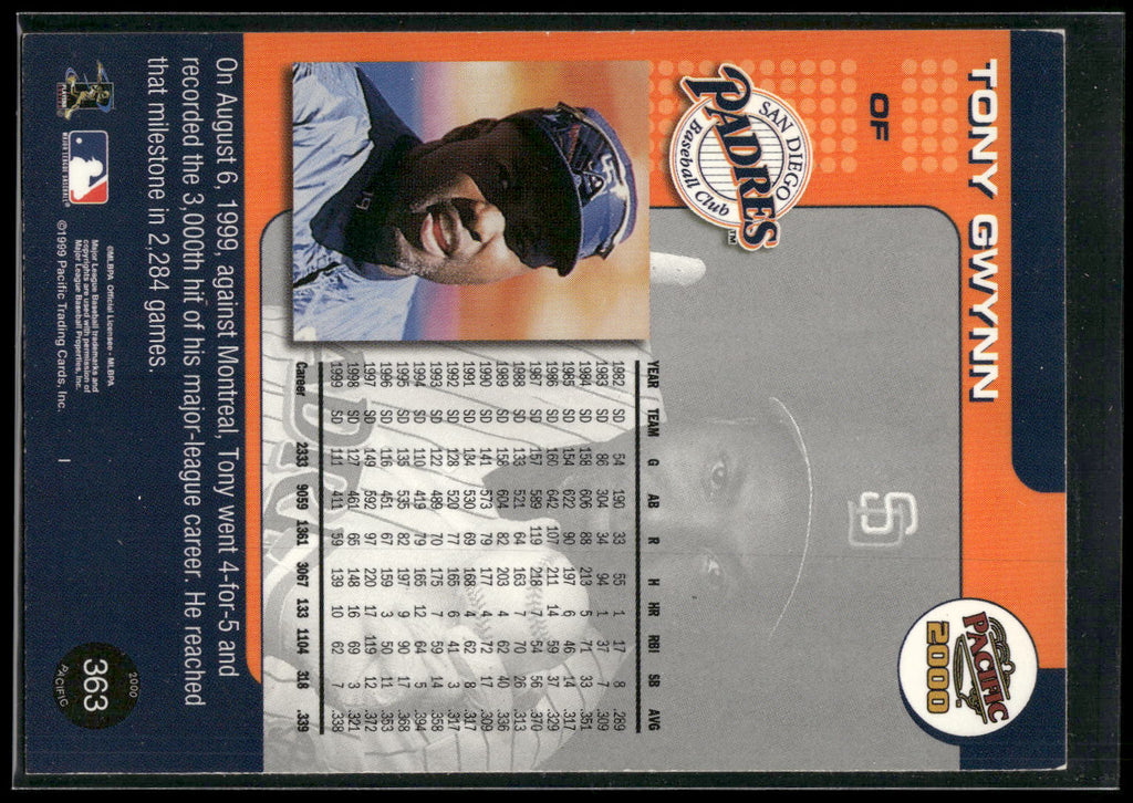 2000 Pacific #363b Tony Gwynn