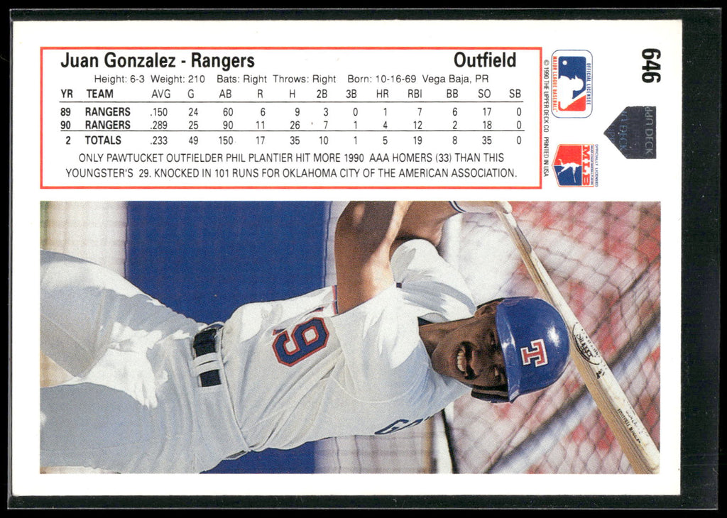 1991 Upper Deck #646 Juan Gonzalez