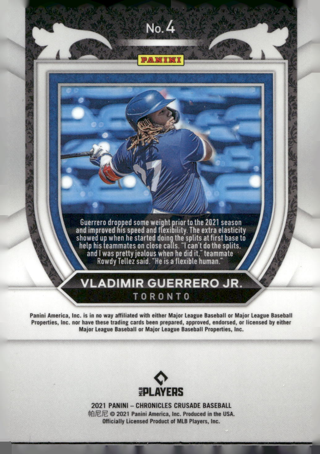 2021 Panini Chronicles #4 Vladimir Guerrero Jr. Crusade