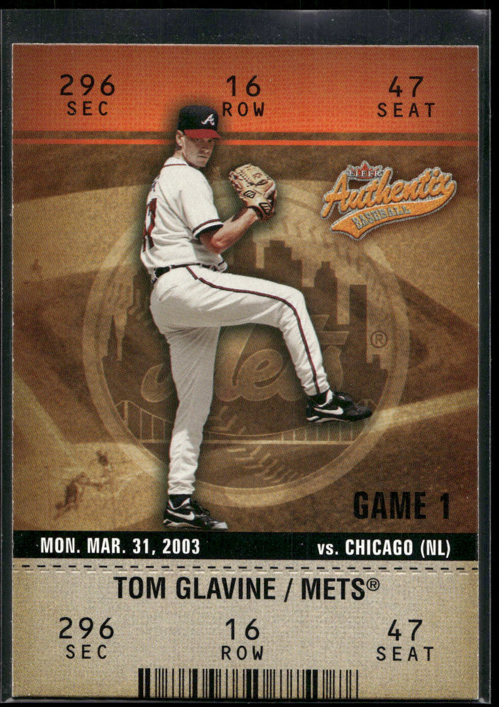2003 Fleer Authentix #2 Tom Glavine