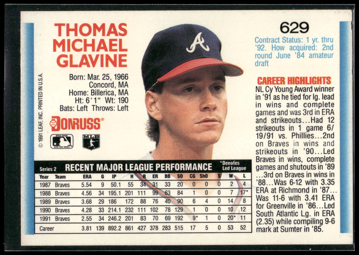 1992 Donruss #629 Tom Glavine