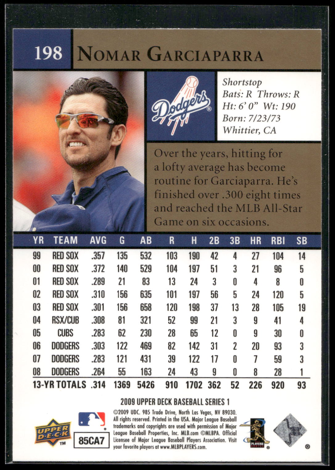 2009 Upper Deck #198 Nomar Garciaparra
