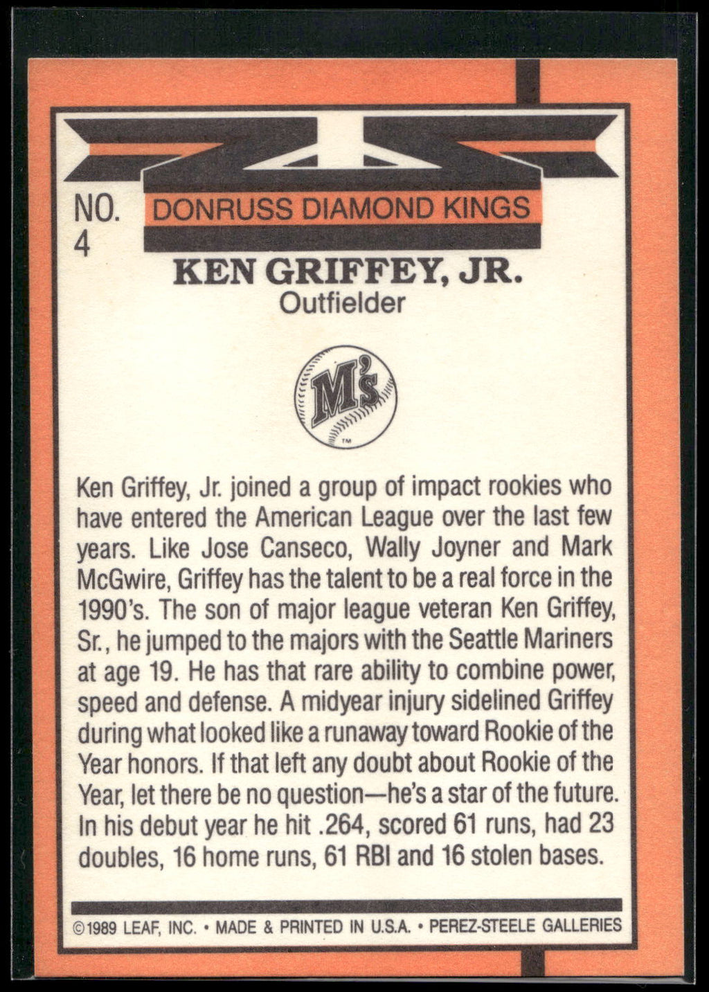 1990 Donruss #4 Ken Griffey Jr.