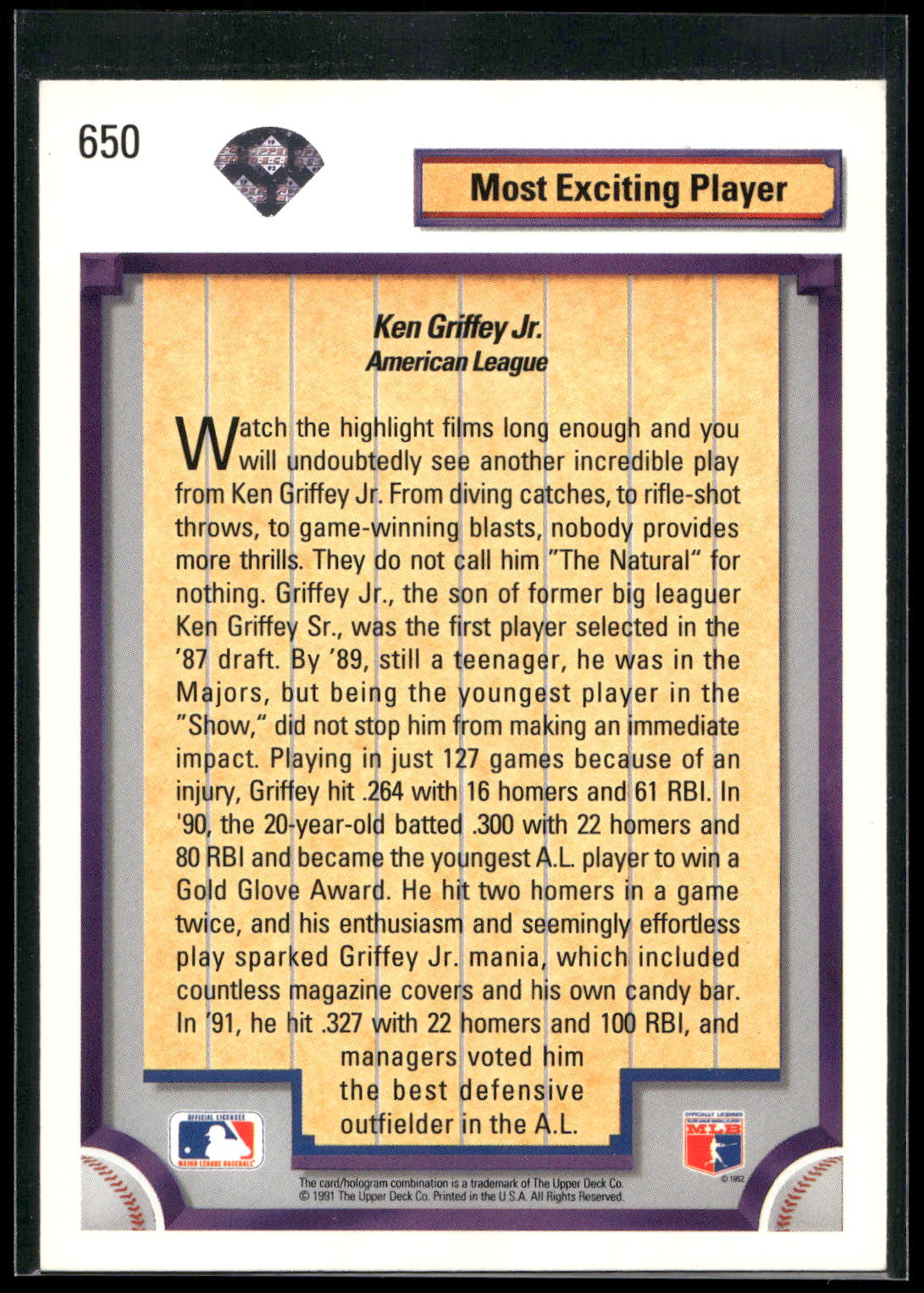 1992 Upper Deck #650 Ken Griffey Jr.
