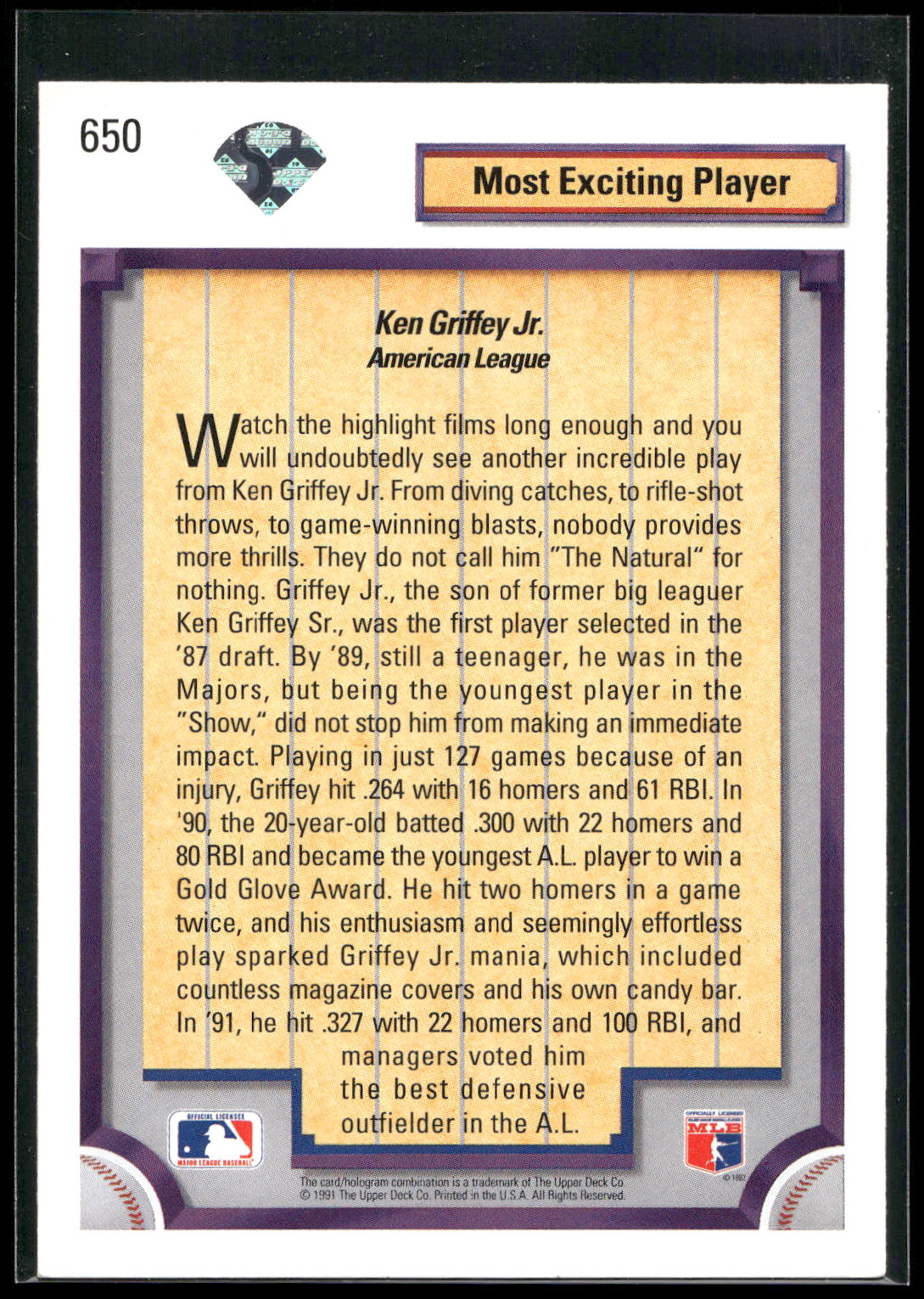 1992 Upper Deck #650 Ken Griffey Jr.