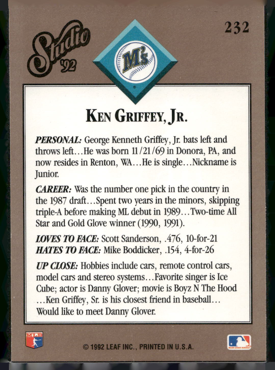1992 Studio #232 Ken Griffey, Jr.