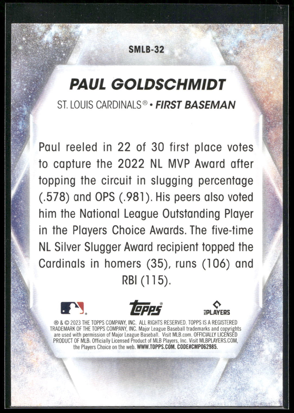 2023 Topps #SMLB-32 Paul Goldschmidt Stars of MLB