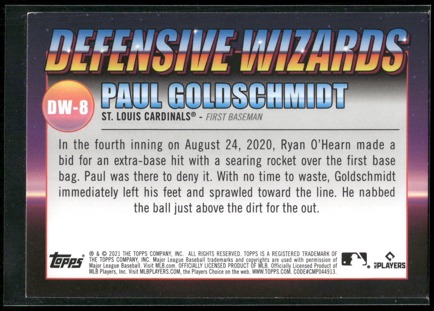 2021 Topps Big League #DW-8 Paul Goldschmidt Defensive Wizards