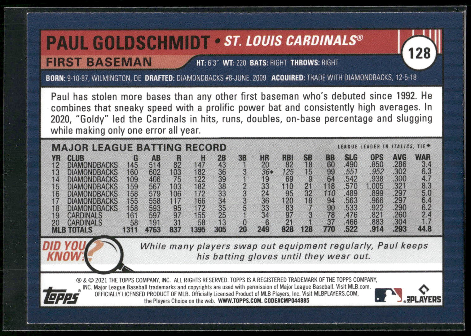 2021 Topps Big League #128 Paul Goldschmidt