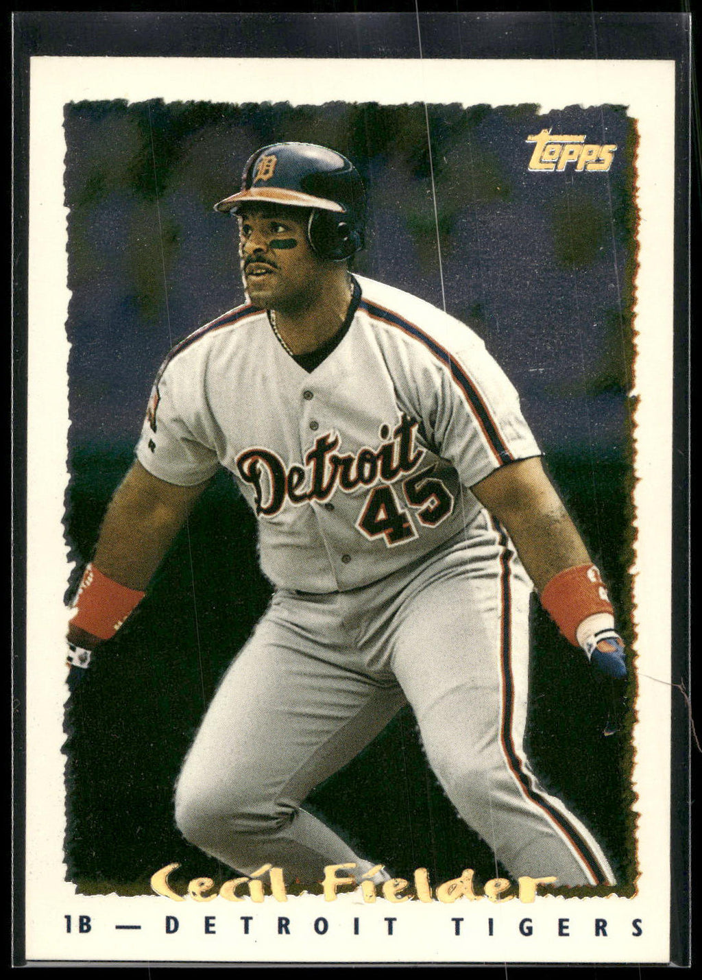 1995 Topps #124 Cecil Fielder CyberStats (Spectralight)