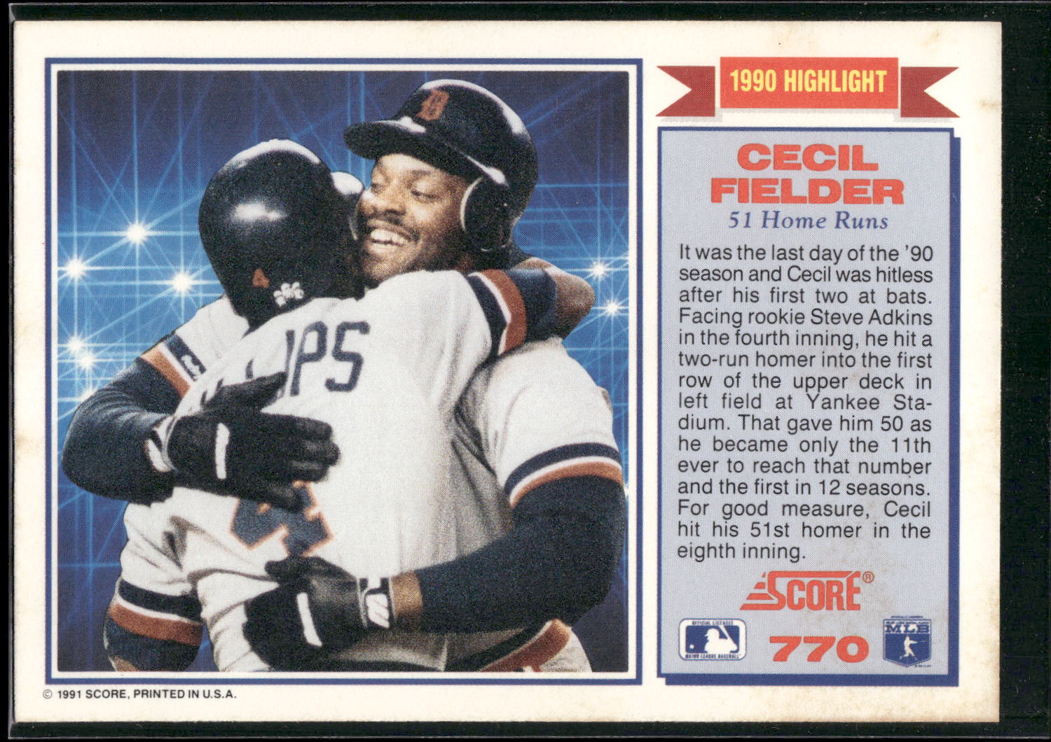 1991 Score #770 Cecil Fielder