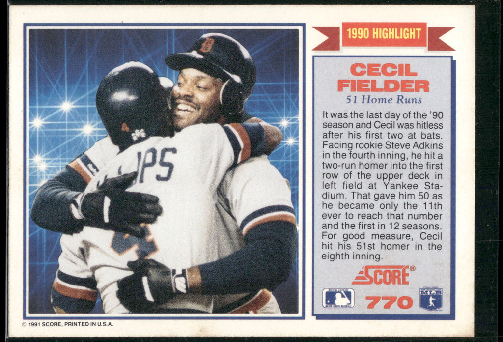 1991 Score #770 Cecil Fielder