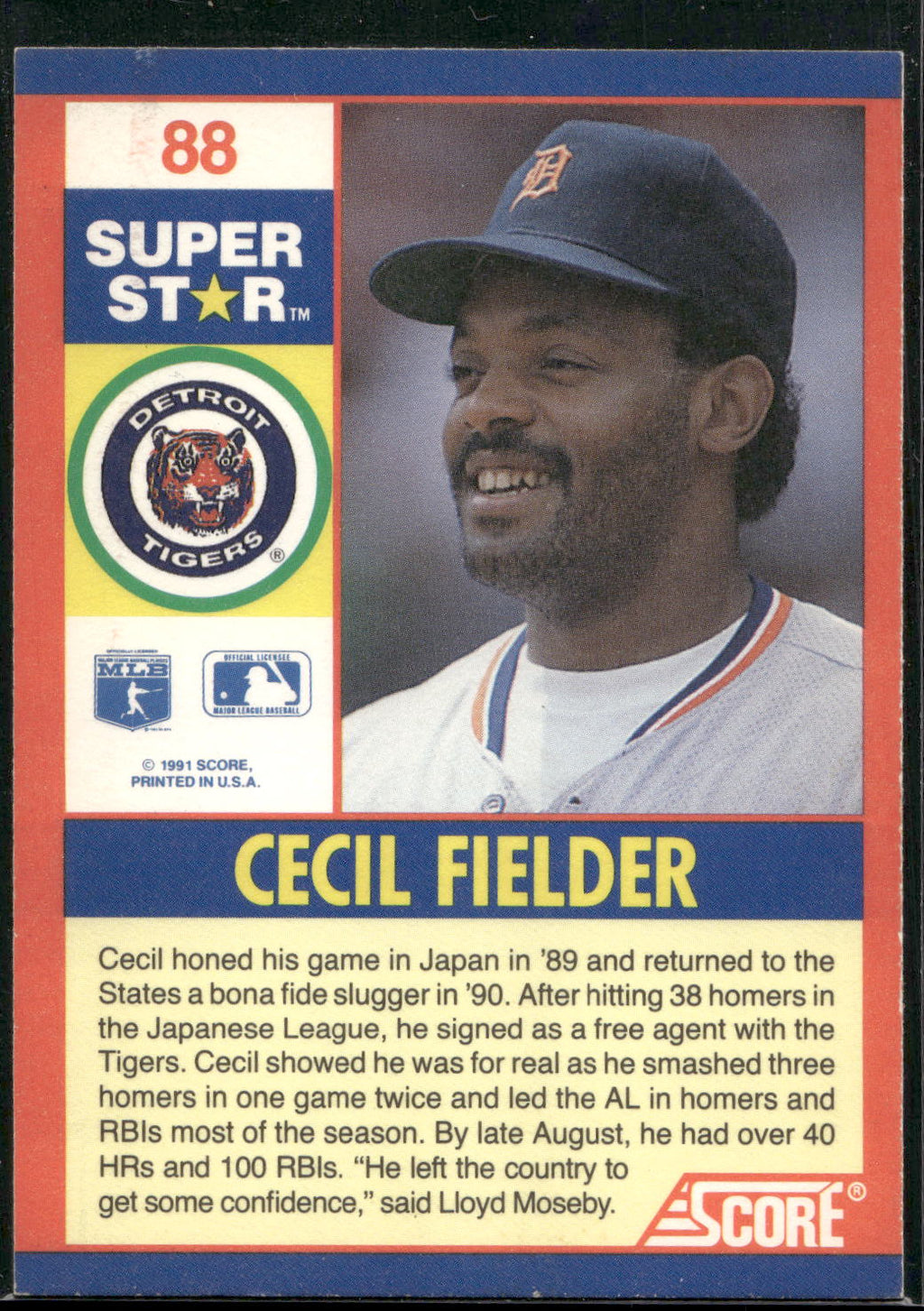 1991 Score 100 Superstars #88 Cecil Fielder