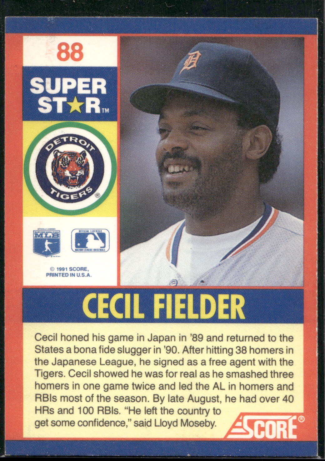 1991 Score 100 Superstars #88 Cecil Fielder