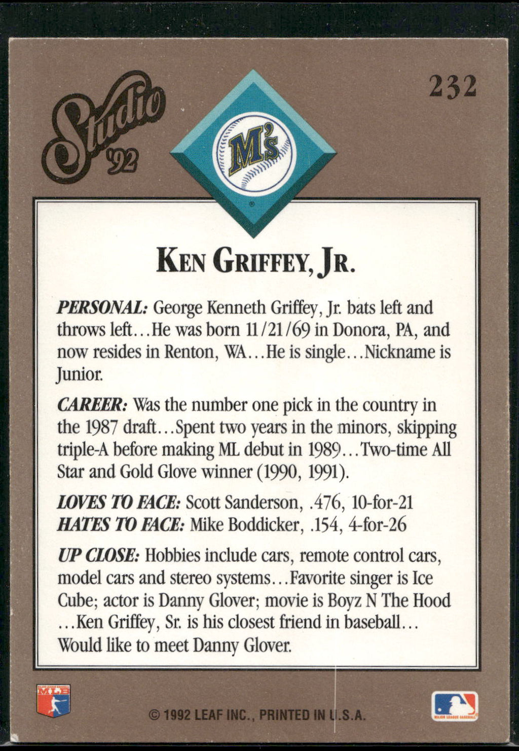 1992 Studio #232 Ken Griffey, Jr.