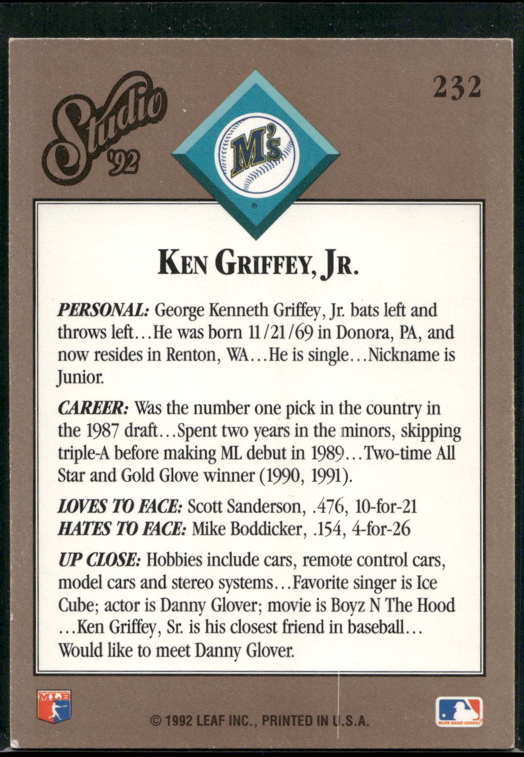 1992 Studio #232 Ken Griffey, Jr.