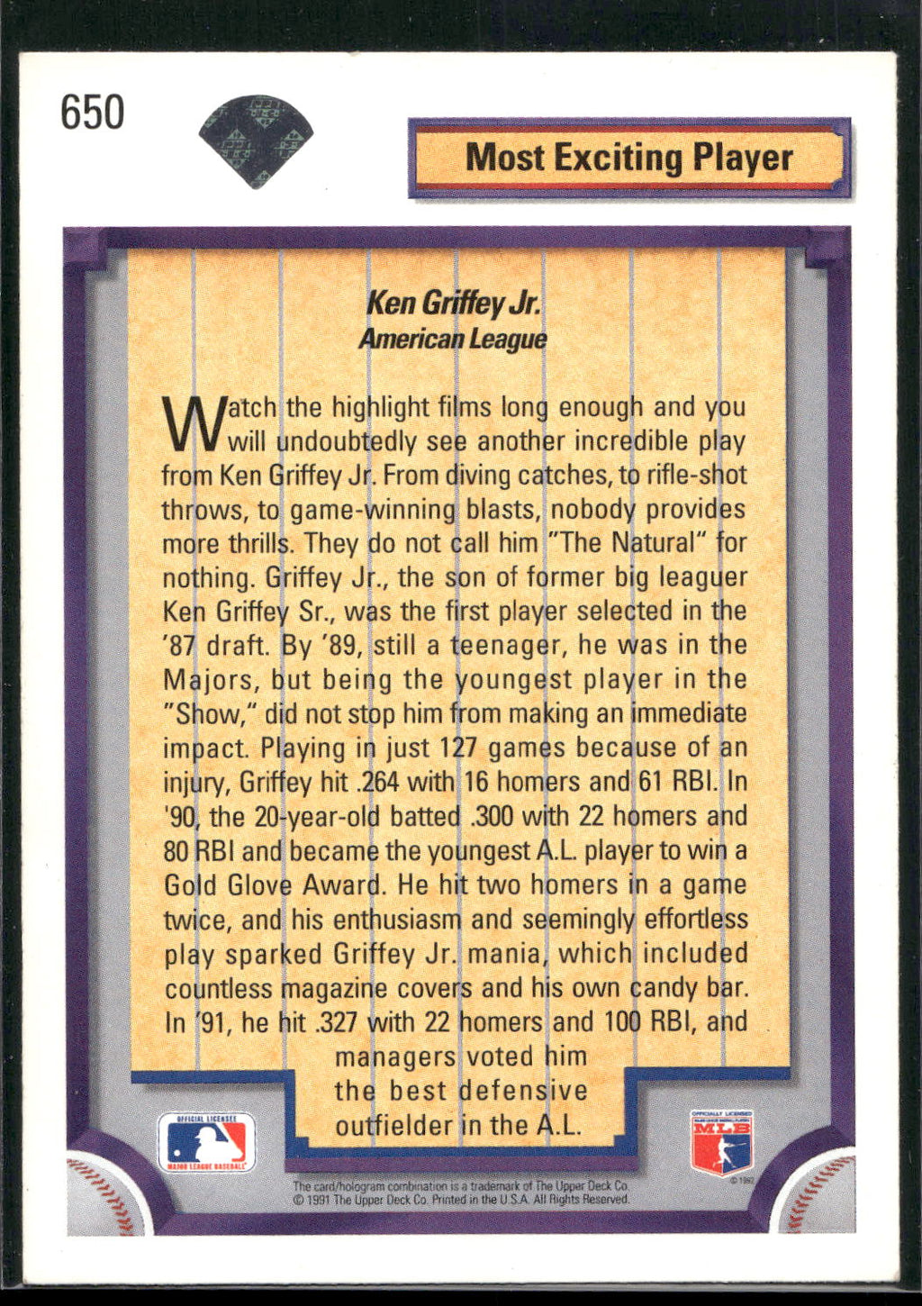 1992 Upper Deck #650 Ken Griffey Jr.