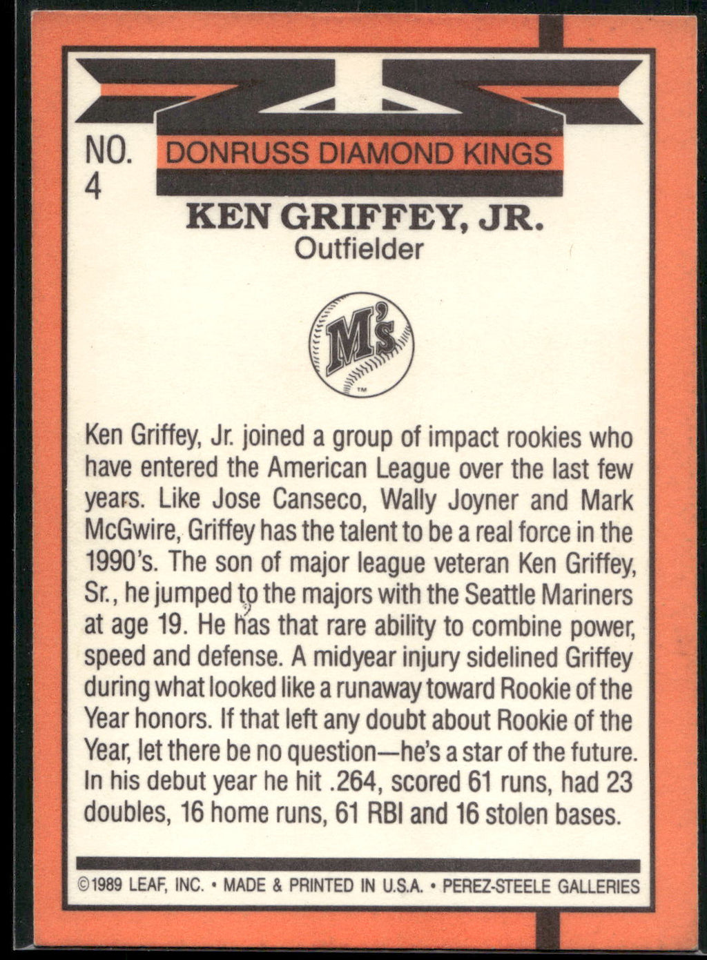 1990 Donruss #4 Ken Griffey Jr.