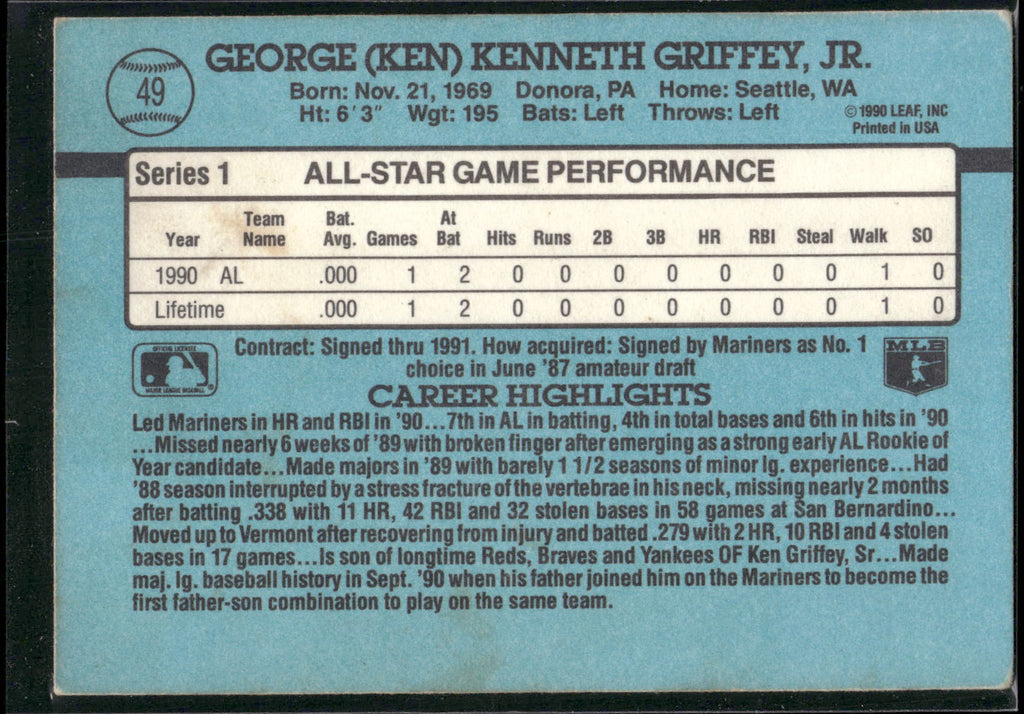 1991 Donruss #49 Ken Griffey Jr.