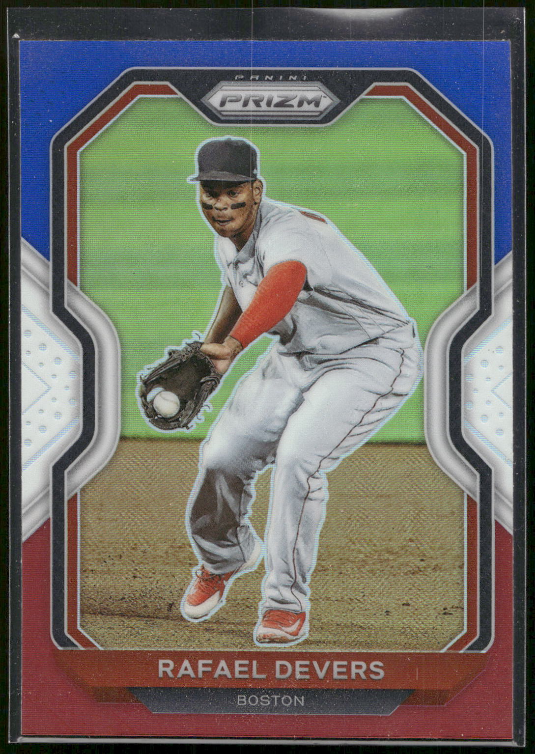 2021 Panini Prizm #67 Rafael Devers Red/White/Blue Prizm