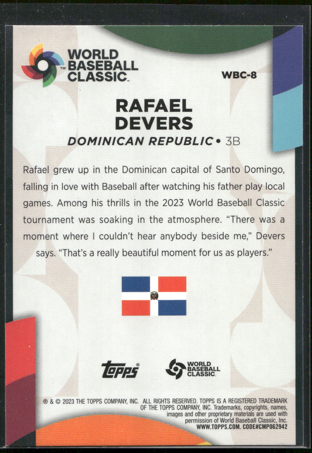 2023 Topps #WBC-8 Rafael Devers 2023 World Baseball Classic Stars
