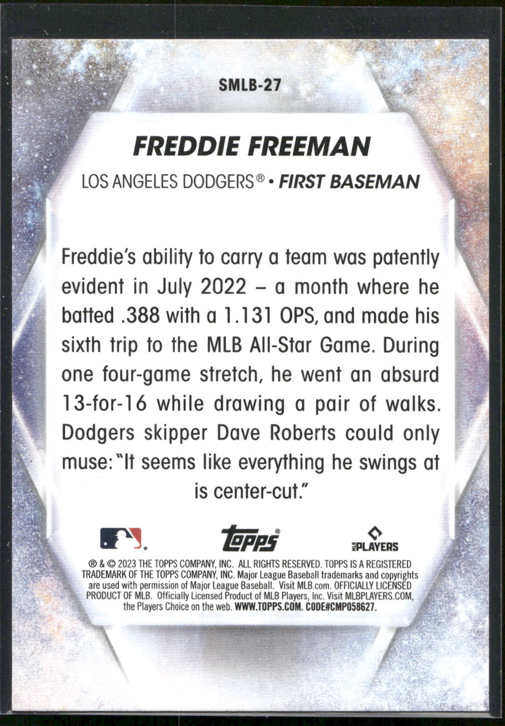 2023 Topps #SMLB-27 Freddie Freeman Stars of MLB