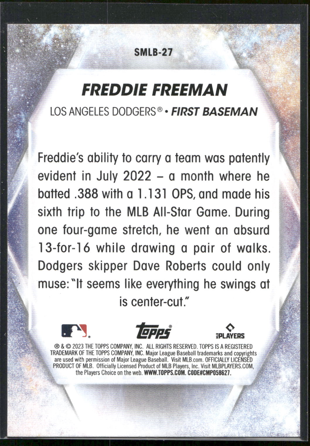 2023 Topps #SMLB-27 Freddie Freeman Stars of MLB