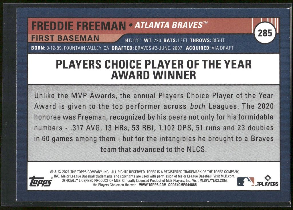 2021 Topps Big League #285 Freddie Freeman