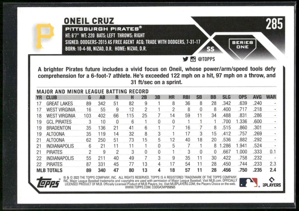 2023 Topps #285 Oneil Cruz