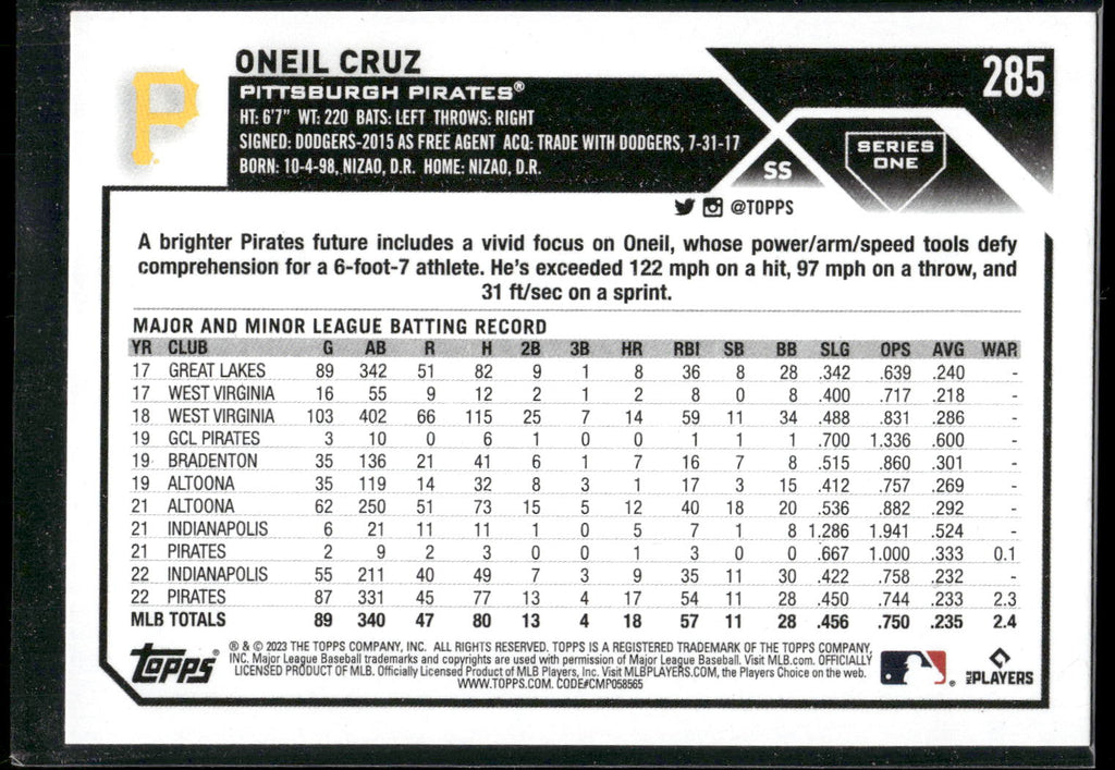 2023 Topps #285 Oneil Cruz