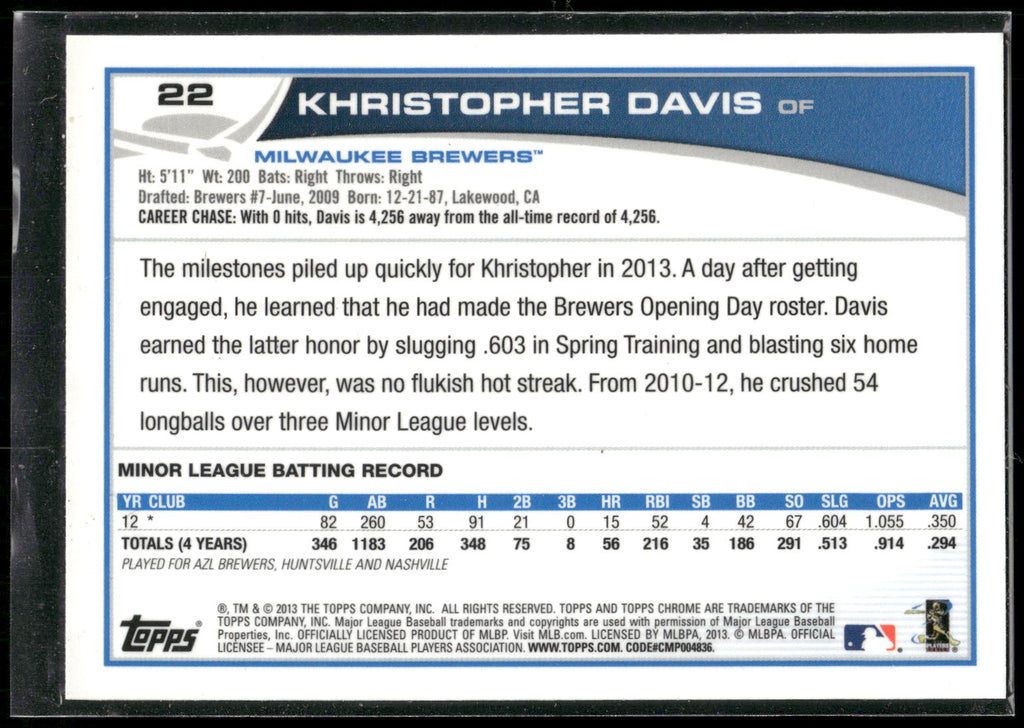 2013 Topps Chrome #22 Khristopher Davis