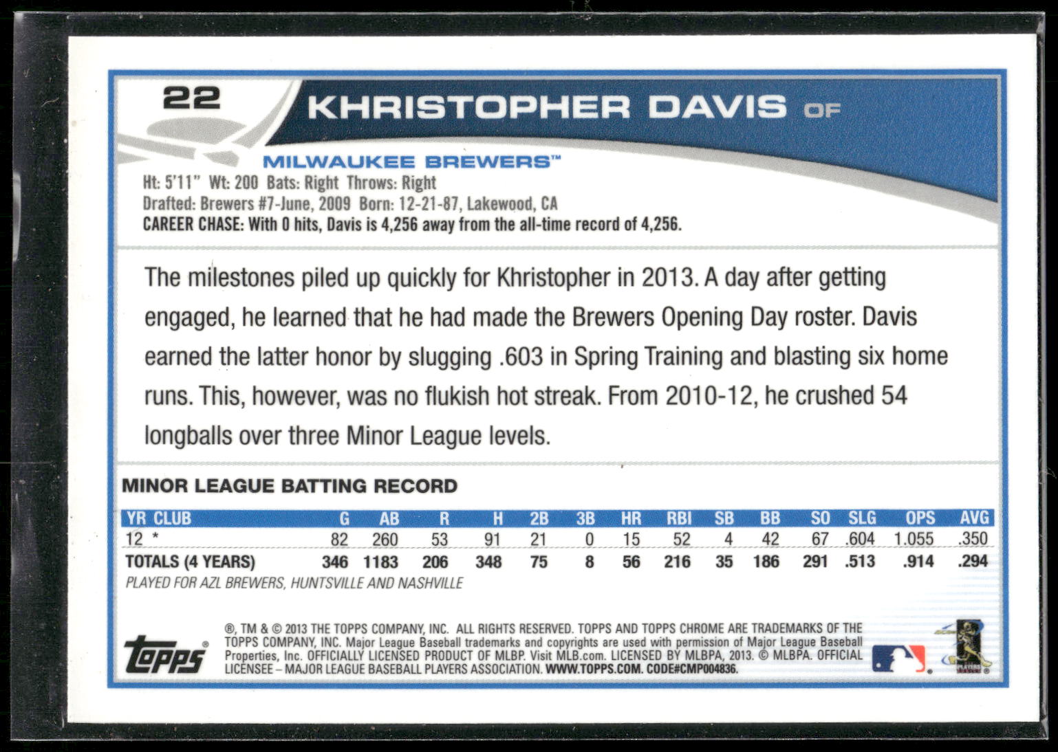 2013 Topps Chrome #22 Khristopher Davis