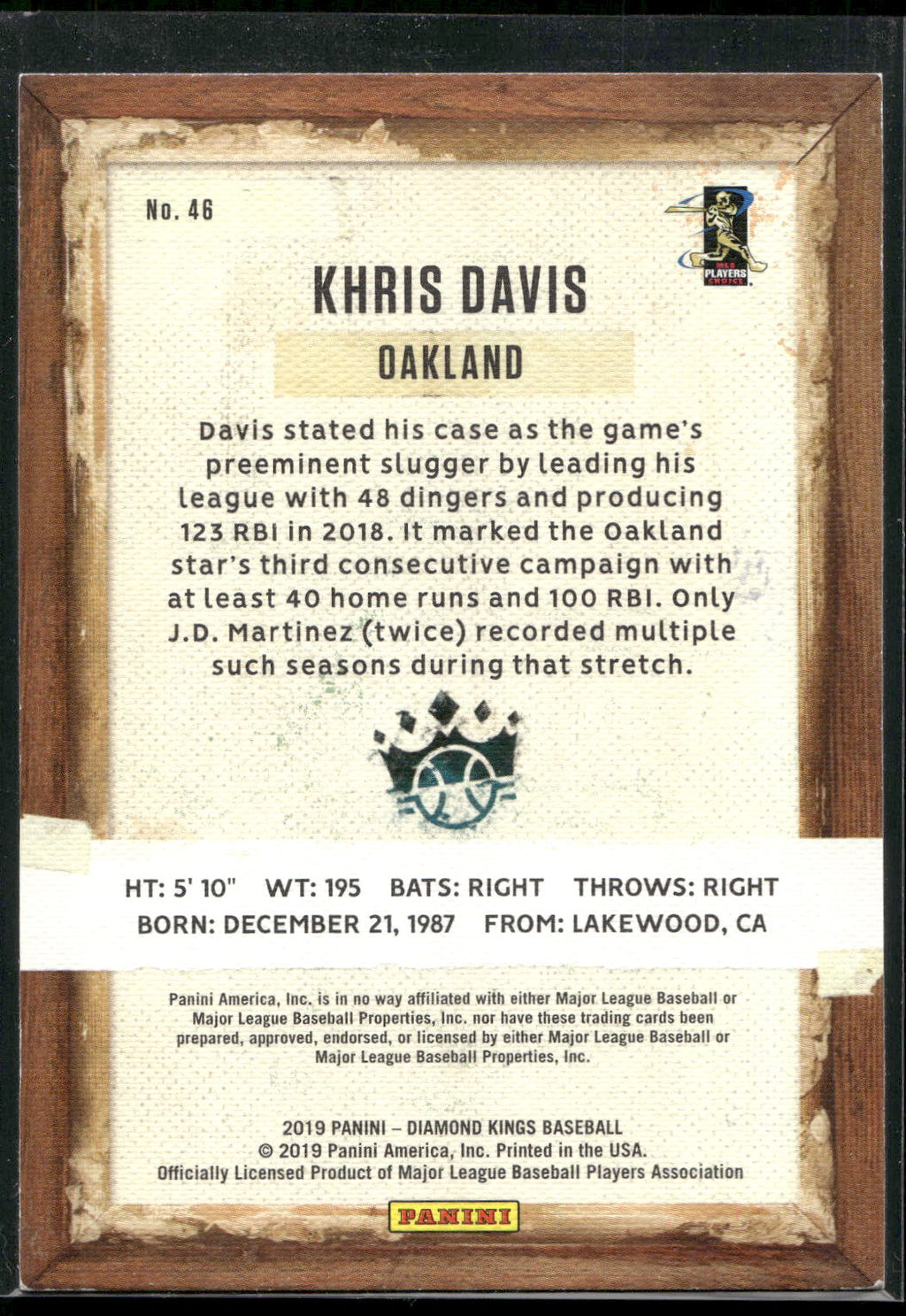 2019 Panini Diamond Kings #46 Khris Davis