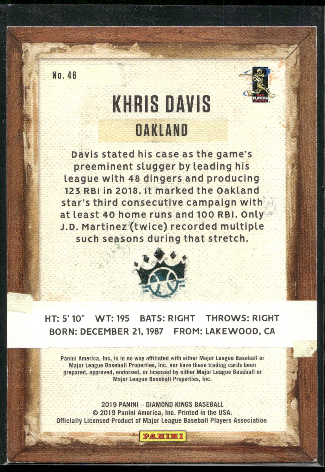 2019 Panini Diamond Kings #46 Khris Davis